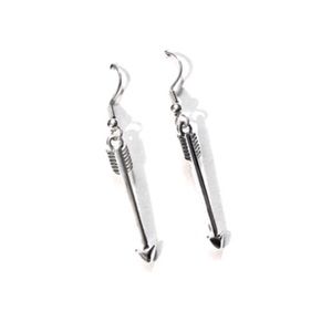 Handmade Boho Silver Arrow Drop Earrings Minimal